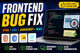 fix HTML CSS javascript and react bugs on your website