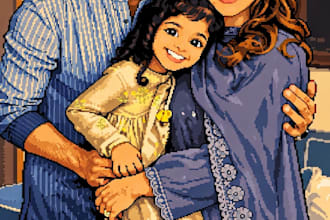 create custom pixel art family portraits from photos