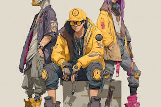 draw cyberpunk, lofi or streetwear anime illustrations