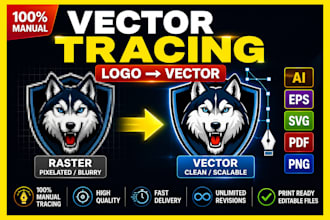 vectorize, redraw and recreate your logo in vector