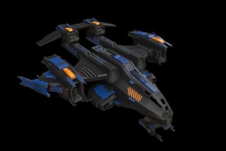 create 3d sci fi spaceship model, starship, hard surface military vehicle model