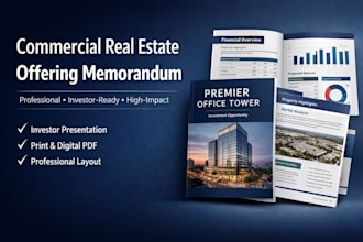 design a professional commercial real estate offering memorandum om  investor