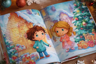 illustrate christmas children story book christmas children