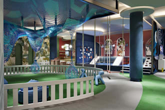 render3d indoor play activity,kids center, playground,interior design, kids logo
