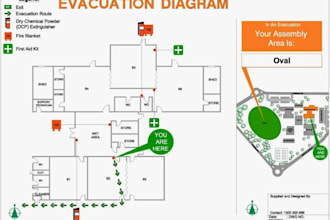 draw a fire evacuation diagram safety escape route fire evacuation plan