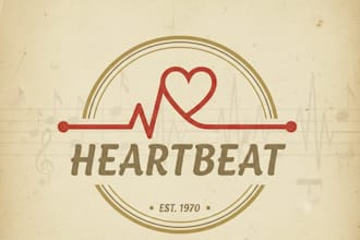 design a unique vintage heartbeat logo for your brand