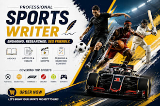 write seo sport ebook youtube sport article blog ghost and scriptwriting