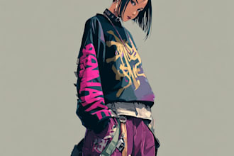 draw cyberpunk, lofi or streetwear anime illustrations