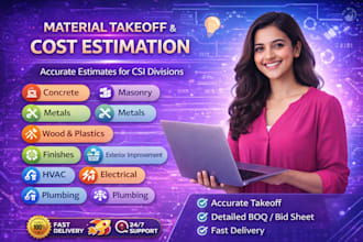 do material take off, quantity take off and cost estimation