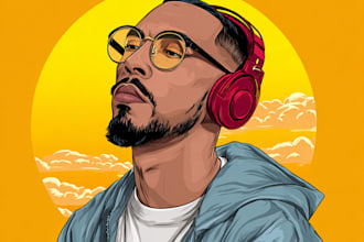create custom cartoon music cover art for singles or albums