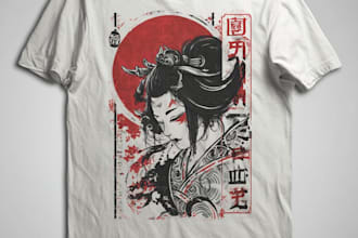 create a japanese t shirt illustration