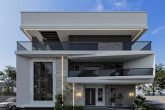 render luxury villa exterior,housing estate design, 3d virtual walkthrough video