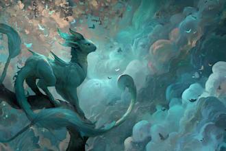 draw fantasy creature art in anime style