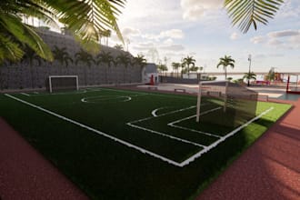 render mini football tuff,backyard pitch for school, church,soccer field design