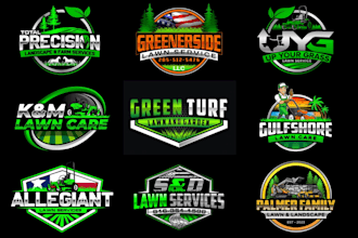 do unique lawn care landscape farm agriculture garden mowing logo design