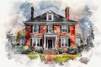watercolor a house portrait