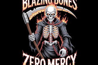 design custom halloween skeleton grim reaper logo with unlimited revision