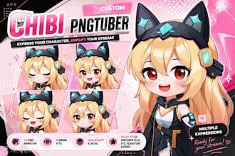 design png tuber model in chibi style cute for streaming
