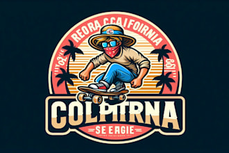give creative retro california skateboarder mascot logo design with new concepts