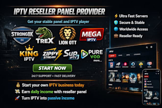 setup reseller panel, mega ott, trex,strong8k,dream 4k, b1g, extra ott, lion ott