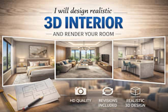 design realistic 3d interior and render your room