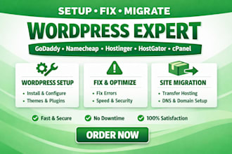 setup fix migrate wordpress on godaddy namecheap hostinger hostgator cpanel