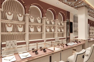 renovate 3d luxury jewelry store, commercial showroom space,boutique shop render