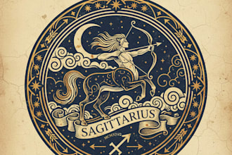 design a unique vintage sagittarius zodiac logo