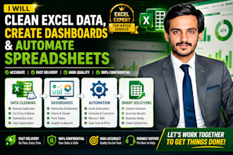 clean excel data, create dashboards and automate spreadsheets