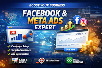 set up facebook ads, meta ads, fb marketing advertising campaign