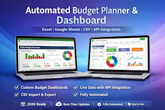 create automated excel google spreadsheet csv budget planner dashboard 2026 api