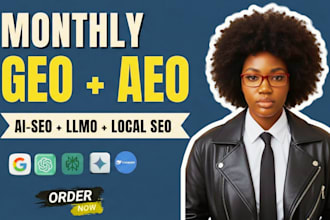 do monthly local SEO using aeo GEO and aio, for google ranking and ai search