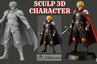 sculpt 3d character model toy, figurine and statues stl design  for 3d printing