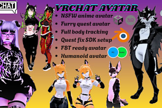 vrchat avatar commission private humanoid fbt 3d model avatar unity fursona vrc