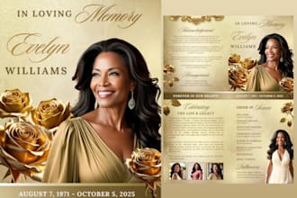 design funeral program, obituary flyer and memorial booklet