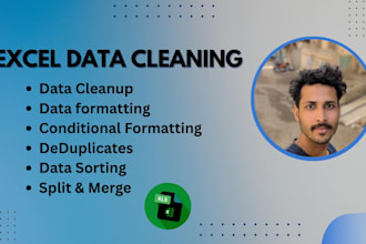do excel data clean, merge, deduplicate, format, split, sort