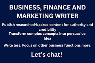 write business, finance and marketing