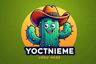 do high quality vintage cowboy cactus logo with t shirt design