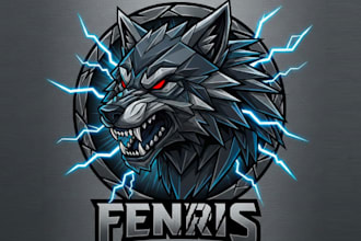 make realistic angry wolf head logo with express delivery