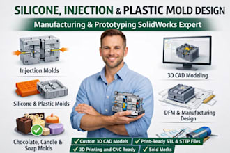 silicone, injection plastic mold design for manufacturing prototyping solidworks