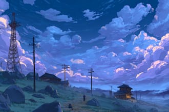draw anime background and environment art