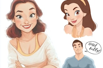 draw a gorgeous disney style cartoon portrait