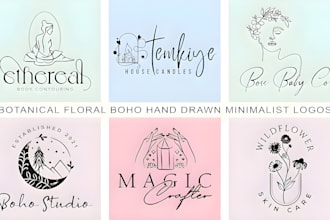 do hand drawn minimalist feminine line art, floral line art, one line art logo