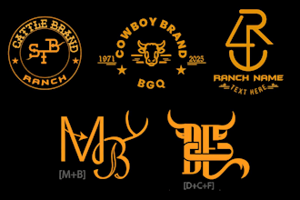 design custom western cattle brand ranch and farm logo