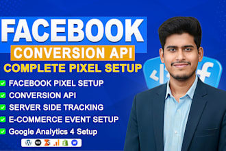 set up facebook pixel conversion API, google analytics 4 via GTM