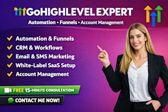 build gohighlevel sales funnel, setup website, create ghl automations, workflows
