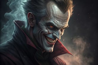 paint a hyper realistic supervillain portrait