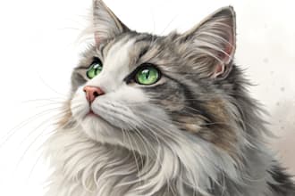 paint a realistic digital cat portrait