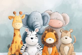 watercolor illustrations of cute animals