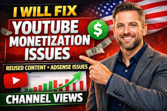 fix youtube monetization issues, reused content, adsense issues, channel views